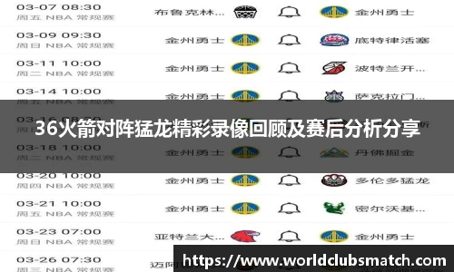 36火箭对阵猛龙精彩录像回顾及赛后分析分享